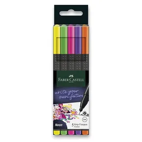 Marker Grip Finepen Neon, 0,4 mm, Kunststoffgehäuse 5 k Faber-Castell 151603